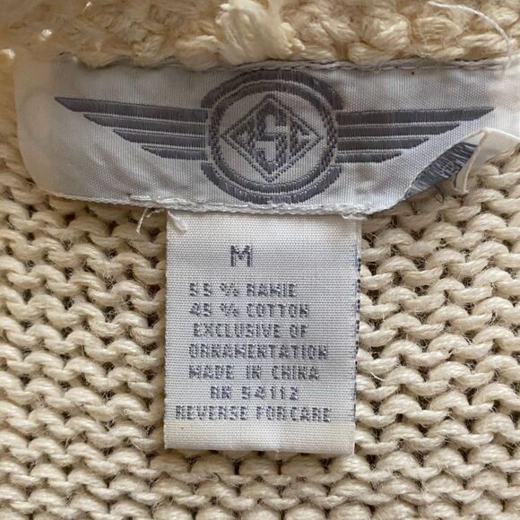 Boho Beaded Fringe Scoop Neck Sweater/Cardigan Women Size M - Picture 6 of 7